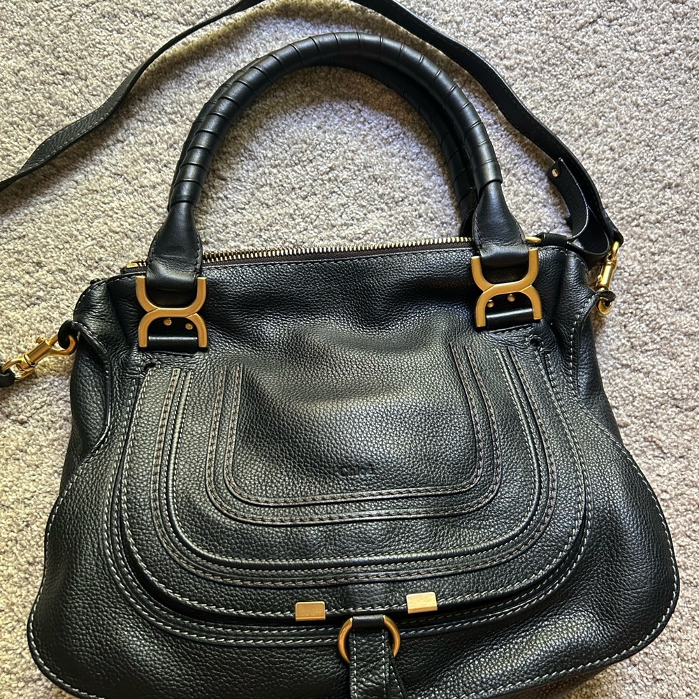 Chloe Medium Marcie Leather Double Carry Satchel Handbag